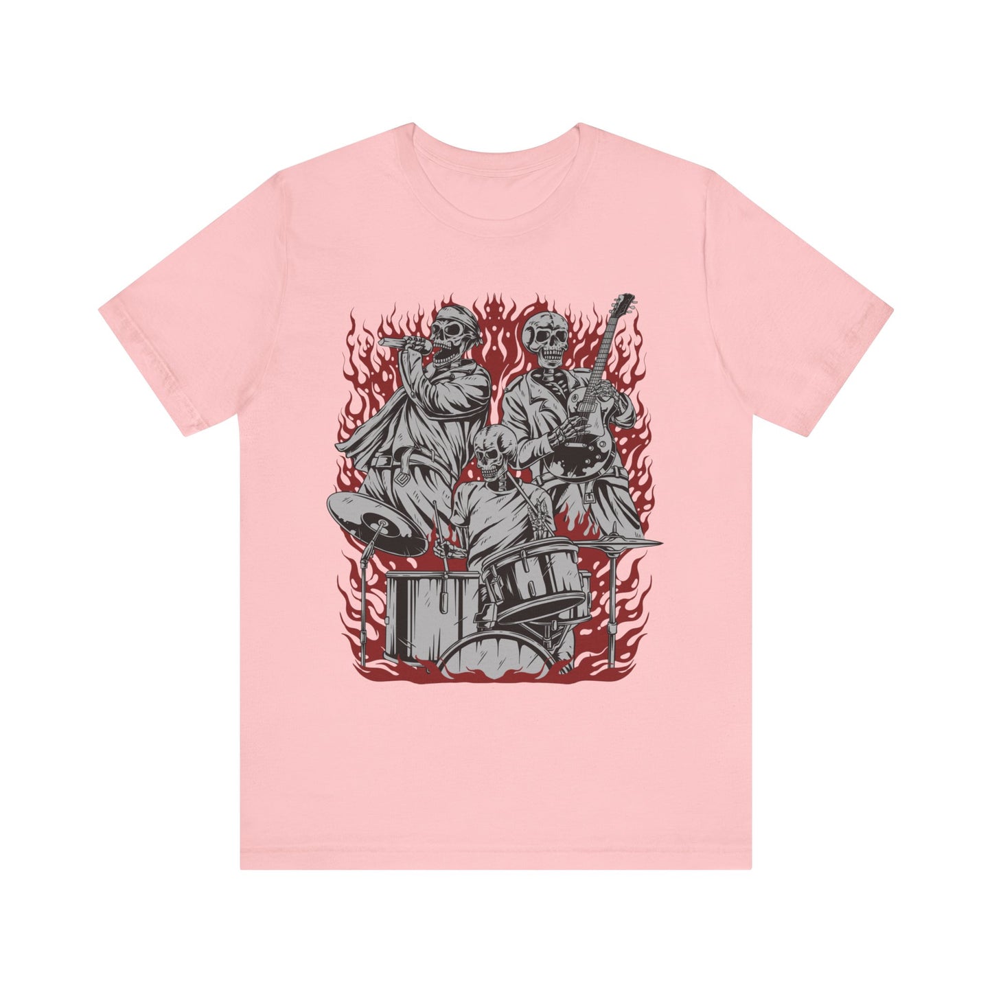 close up, Pink colored Skull Band short-sleeved shirt