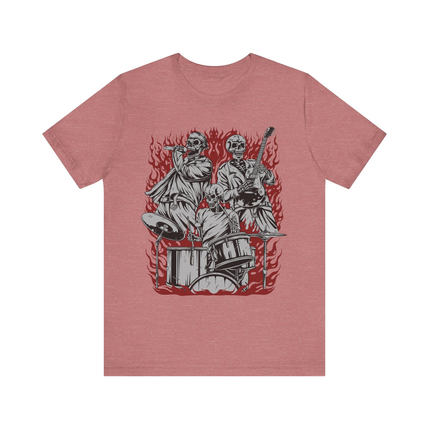 close up, Heather Mauve colored Skull Band short-sleeved shirt