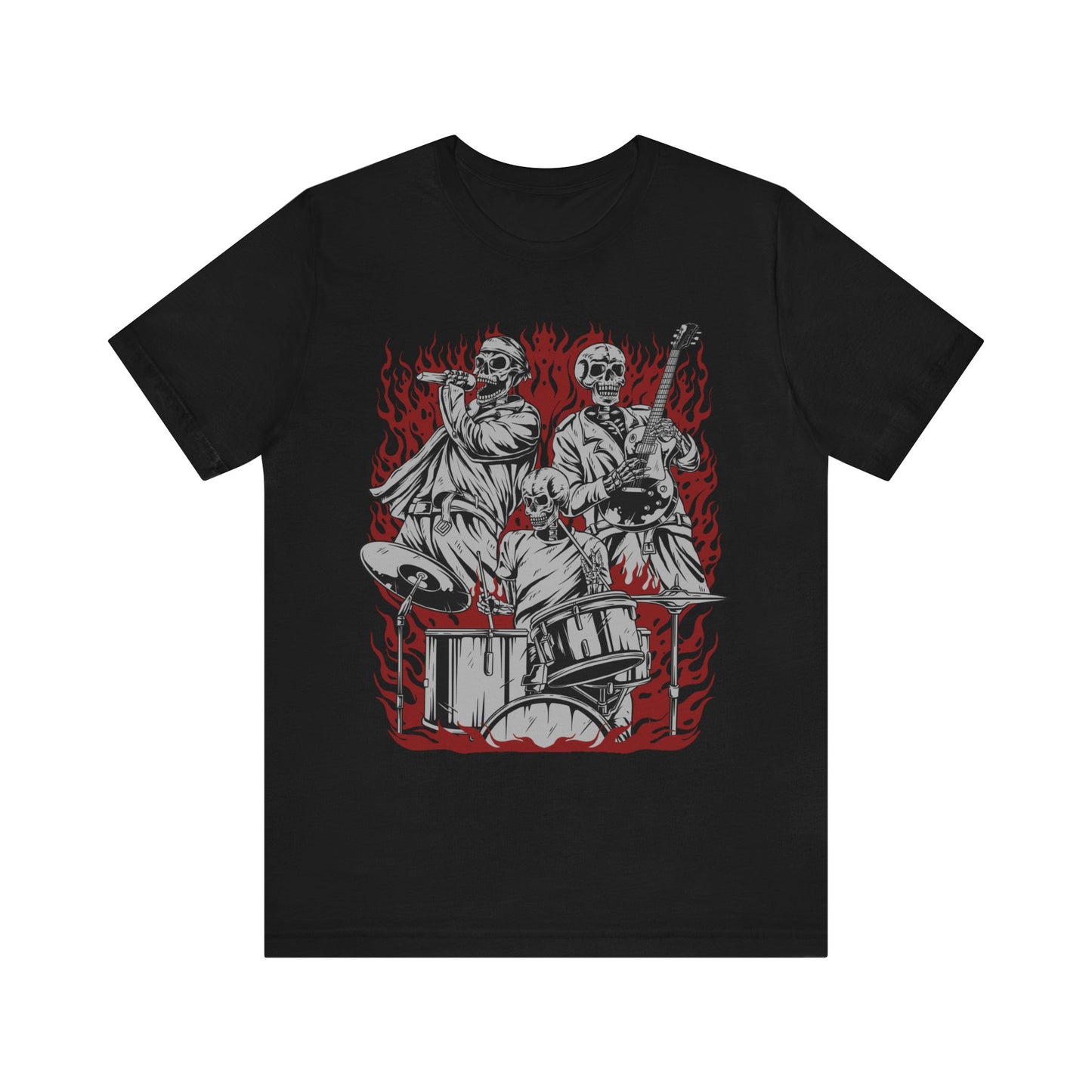 close up, Black colored Skull Band short-sleeved shirt