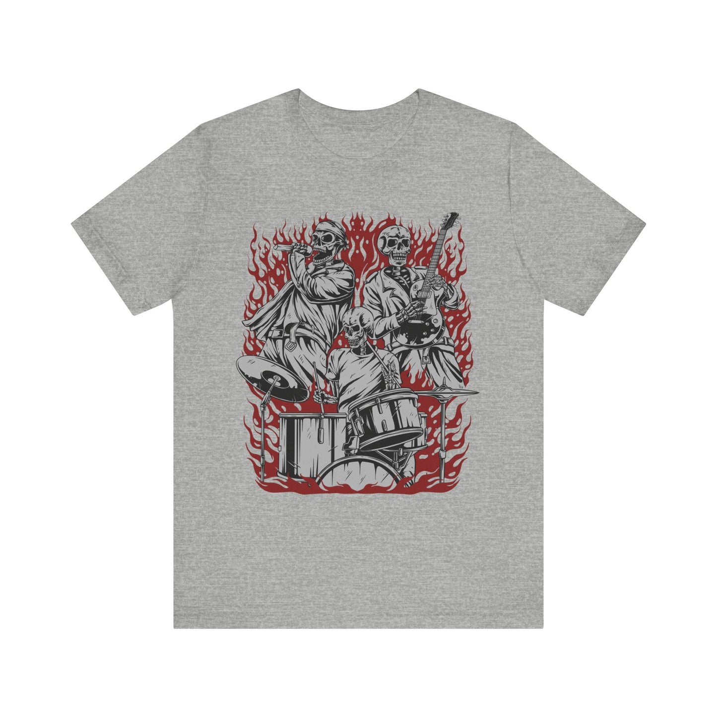 close up, Athletic Heather colored Skull Band short-sleeved shirt